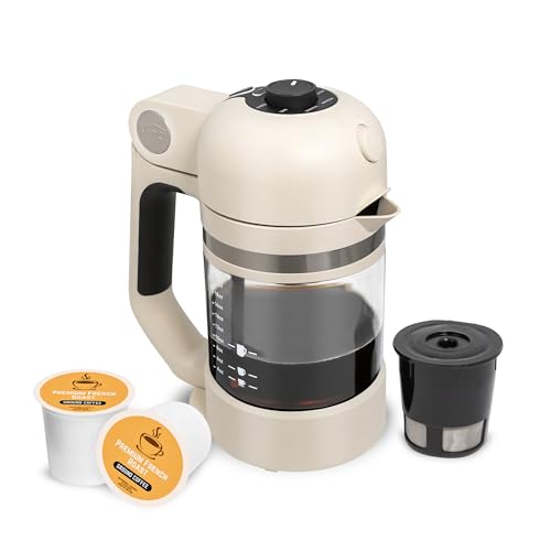 Image of VINCI Micro Cafe Smallest Single-Serve Coffee Brewer | Compatible with Keurig K-Cups, K-Pods | Glass Carafe | Enclosed Brewing for Hotter Coffee | Large Capacity Reusable Filter Cup Included (White)