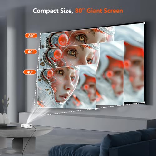 M1S Mini Projector, Portable LED Movie Projector for Home Use, Compact Design with HDMI/USB/AV Input, US Plug, White miniatura 4