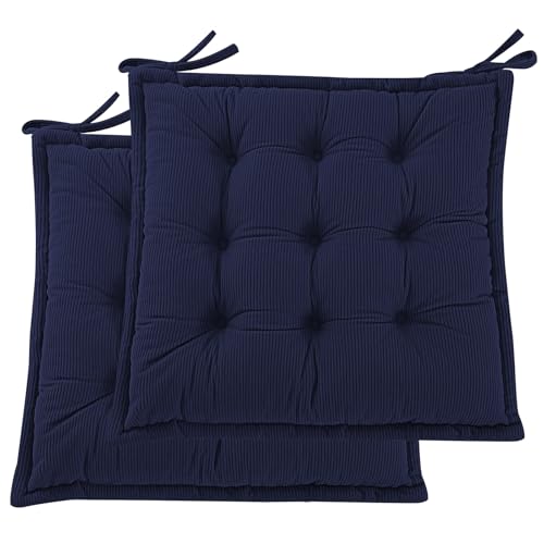 PRIMEPATIO Indoor Sitzkissen Stuhl 2er Set – Komfortable Cordstoff-Sitzmatte Stuhlkissen mit Bändern, Hochwertige Füllung, Ideal für Esszimmer, Büro, Wohnzimmer, Outdoor Gartenstuhl, 45x45x7, Blau PRIMEPATIO Indoor Sitzkissen Stuhl 2er Set – Komfortable Cordstoff-Sitzmatte Stuhlkissen mit Bändern, Hochwertige Füllung, Ideal für Esszimmer, Büro, Wohnzimmer, Outdoor Gartenstuhl, 45x45x7, Blau