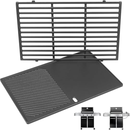GFTIME Plaque de gril en fonte de 49,5 cm et grille de gril pour Weber Genesis E-310/320/330, S-310/320/330, EP-310/320/330, CEP-310/320/330 Barbecue à gaz...