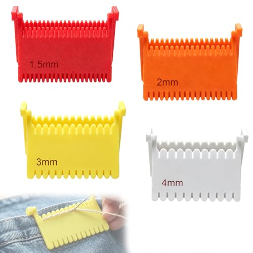 4 Pcs Clip-On Sewing Ruler Edge Stitch Lock and Sewing Gauge for Even Stitches Sewing Guides for Sewing Straight with 1.5mm 2mm 3mm 4mm Spacing Hand Sewing Guide Tool for Embroidery Mending