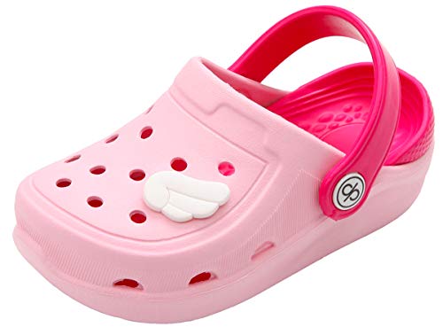 dripdrop Girls Comfort Clogs Toddler Slip On Garden Slippers Kids Water Sandals Lightweight Boys Summer Pool Beach Shoe PinkWing (8.5 M US)