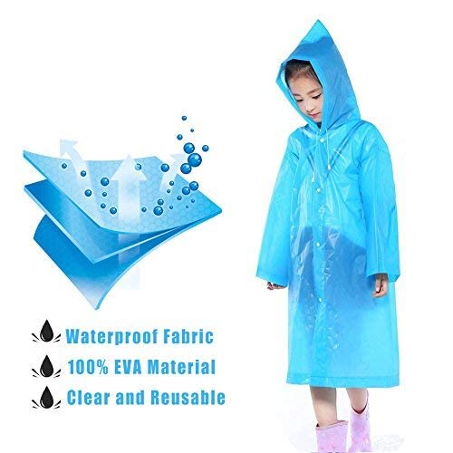Tricky Shopper™ Kids Plain Hooded Raincoat with School Bag & Side Pocket | Rain Fighter I Rain Coat for Boy's I Girl's with Carrying Pouch Sky Blue Color 11-12 Year 1