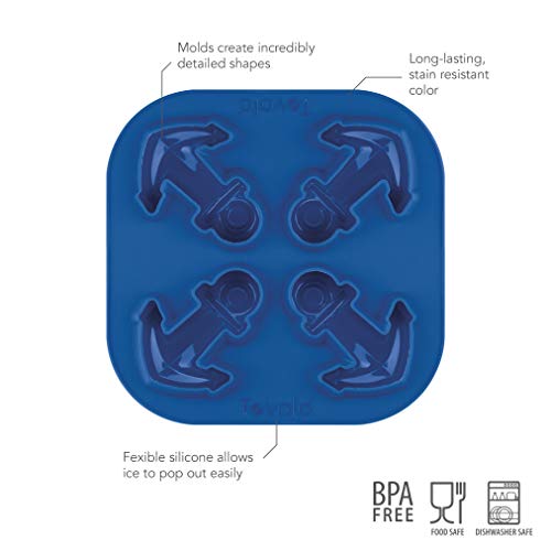 Tovolo Novelty Anchor Ice Cube Mold Trays, Flexible Silicone, Dishwasher Safe #TOP1