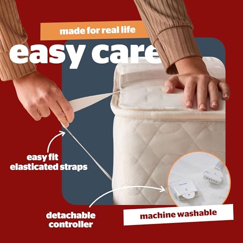 Silentnight Comfort Control Electric Blanket King Bed - Heated Underblanket with 4 Heat Settings - Fast Heat Up - Overheat Protection and Easy Fit Straps - Machine Washable - King Size - 137x165 cm