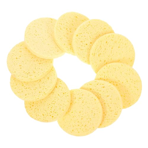 PACKOVE 10 Piezas Limpiador Facial Esponjas De Limpieza Facial Esponjas De Belleza Almohadillas De Eliminación De Cosméticos Esponja Facial Pulpa De Madera De Algodón Amarillo