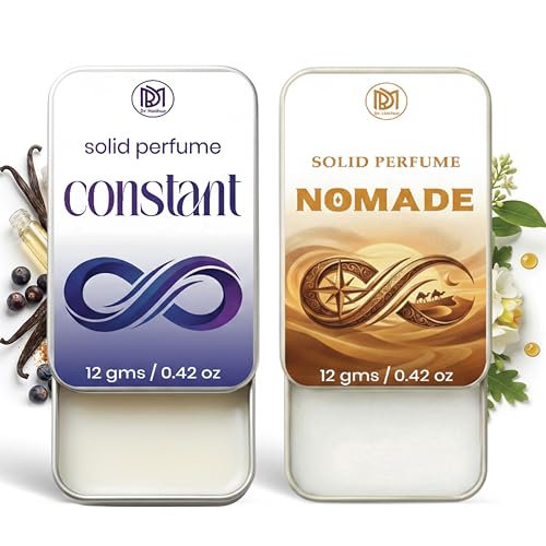 Image of Dr.Mashur Solid Perfume |Nomade&Constant Alcohol Free Wax Perfume Balm, Long Lasting | Pocket Tin 12g, Pack Of 2| Non Greasy Smooth Glide, Travel Friendly Men And Women