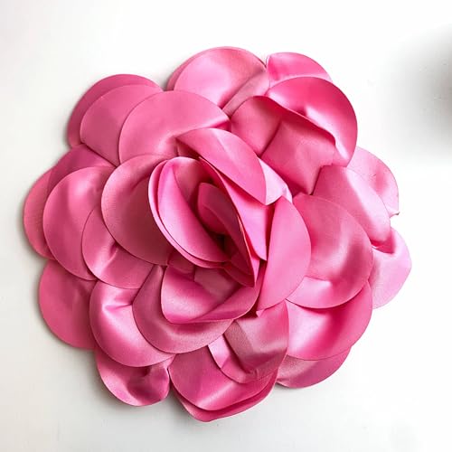 Image of Heyiwell Large Satin Fabric flower for Brooch Pin Wedding Party Dance Dress Suit Clothes Head Hair Accessories DIY Decor 9.45 inchInch