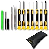 Wanda-b トルクスドライバー セット T3 T4 T5 T6 T7H T8H T10H ヘクスローブ プラス マイナス 六角 星型 修理ツール 精密ドライバーセット スマホ mac ノートパソコン デジカメ 時計 PS4 ピンセット ヘラ (12pcs)
