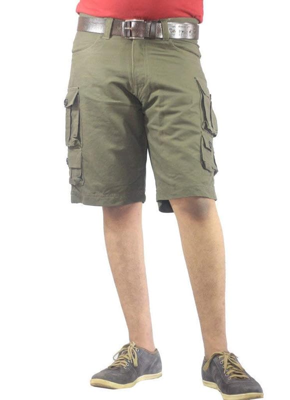 aero craft 9 Pockets Green Cotton Cargo Shorts-picture-26