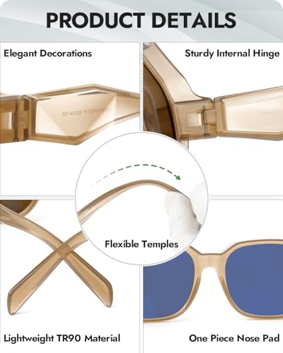 Meeloog Polarized Small Fit Over Glasses Sunglasses for Women, Vintage Retro Rectangle Covers Shades UV Protection MST00643