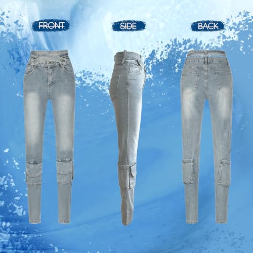 Women High Waist Skinny Jeans Trendy Butt Lifting Stretchy Denim Pants Double Waist Y2K Jeggings for Women3