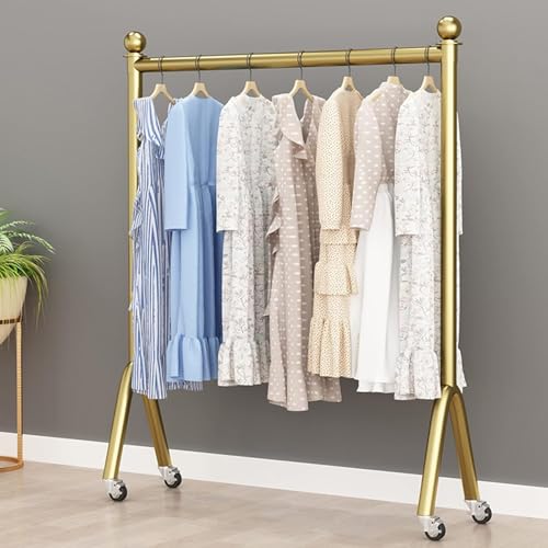 Rieles De Ropa Modernos Simples De Metal Resistente Que Ruedan Soportes De Exhibición con Ruedas, Perchas De Ropa De Pie De Una Sola Varilla, Perchero De Ropa De Exhibición, A, L 100* H 135cm