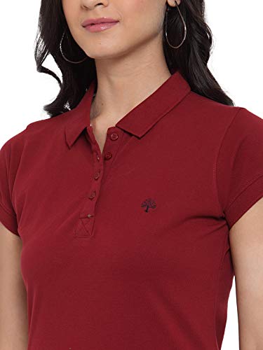 Image of Cantabil Women Half Sleeves Collar Neck T-Shirt (Black)