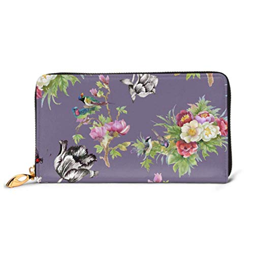 Preisvergleich Produktbild JHGFG Mode Handtasche Reißverschluss Brieftasche Muster Blumen Vögel am Telefon Kupplung Geldbörse Abendkupplung Blockieren Leder Brieftasche Multi Card Organizer