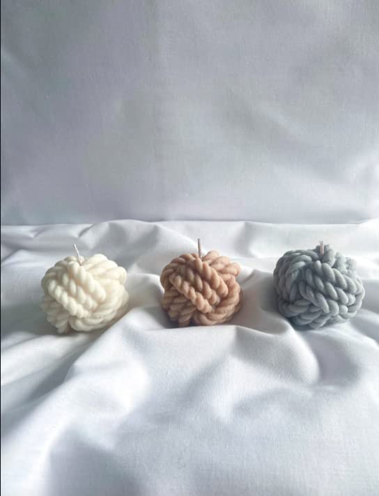 YEBEY LLC 3 Pcs Decorative Knot Yarn Candles - Bubble Cube Soy Wax Aesthetic Scented Home Decor Candle Set (3 Pcs Colourful, Floral, Fruity)