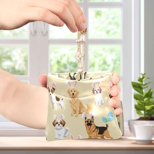 Easter Dogs Bunnies Coin Purse Leather Pouch Change Purse, Squeeze Coin Pouch for Cards, Keys & Lipsticks, Unisex4