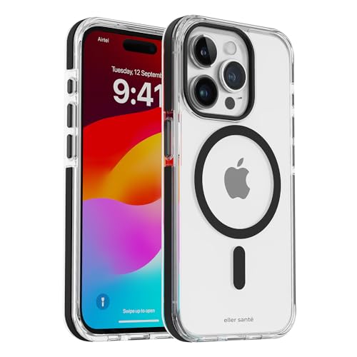 Image of eller sante Apex MagPro Back Cover Case for iPhone 15 Pro Shockproof Scratch Resistant Slim Thin Military-Grade Protection Support Mag-Safe Wireless Magnetic Charging - Black