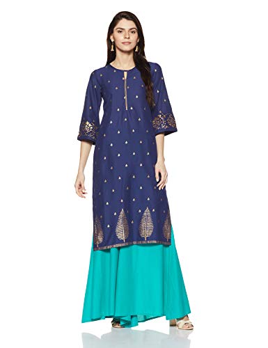 Image of Rangriti Blue Straight Kurta for Women