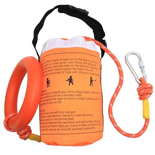 Rwigeboo Throwable Flotationsvorrichtung, Wasserrettungsboot -Seilwurf -Tasche 8mm Seil mit 69 Fuß Länge Notfallsicherheitsausrüstung für Kajak -Floßboot Throwable Flotationsgerät