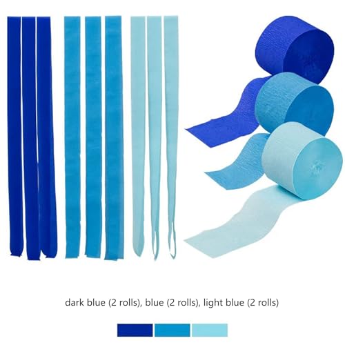 Image of Capesaro Blue Crepe Paper Streamers - 6 Rolls Party Streamers for Baby Shower Boy Birthday Various Festival Party Decorations