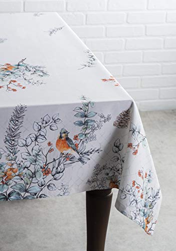 Maison D' Hermine Table Cover 100% Cotton 60"X90" Decorative Tablecloth Washable Rectangle Tablecloths, Dining, Home, Wedding, Whitish Shabby Chique - Thanksgiving/Christmas #TOP5