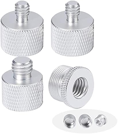 4 Pcs Microphone Stand Adapter (1x 5/8 Female to 3/8 Male) (2x 5/8 Female to 1/4 Male) (1x 5/8 Male to 3/8 Female Head),Screw Thread Adapter for Microphone Stand Mount Tripod Connector