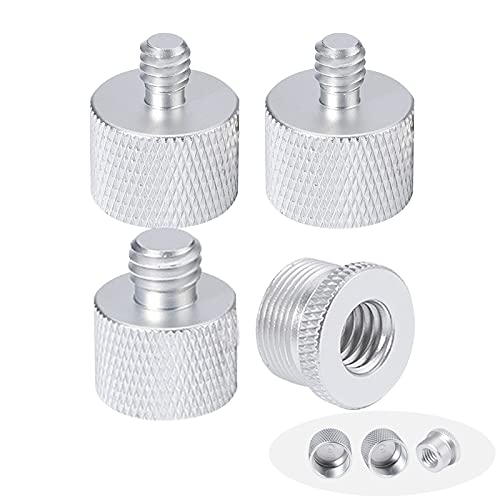 4 Pcs Microphone Stand Adapter (1X 5/8 Female To 3/8 Male) (2X 5/8 Female To 1/4 Male) (1X 5/8 Male To 3/8 Female Head),Screw Thread Adapter For Microphone Stand Mount Tripod Connector #TOP30