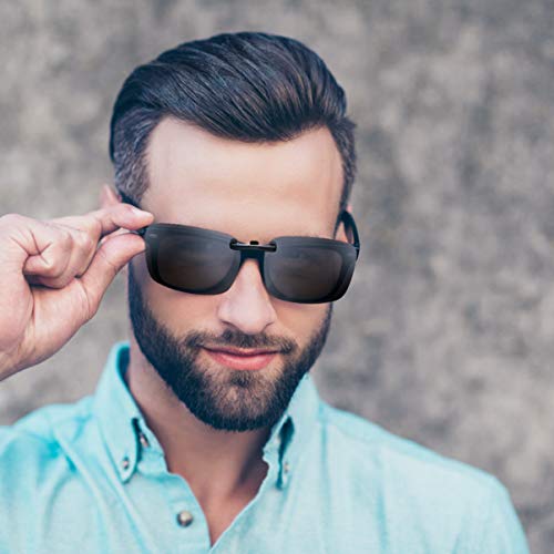 Polarized Clip on Sunglasses 3 Pcs Rimless Driving Glasses Sunglasses Clip for Men Women4