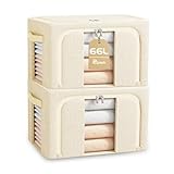 Resszo Lot di 2 Scatole per Armadio Rigide 66L, 50x40x33CM Scatole per Vestiti con Telaio ...