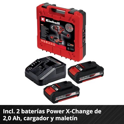 Einhell Taladro percutor sin cable TE-CD 18/48 Li-i (2x2,0 Ah) Power X-Change (iones de litio, incluye función de taladro de percusión, incluye 2 baterías de 2,0 Ah PXC, cargador y maletín) - imagen 5
