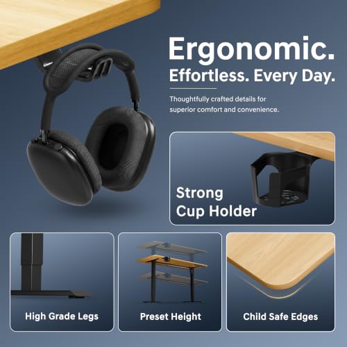 Image of Velocity Electric Height Adjustable Desk with one Piece Top | 80 Kg Weight Capacity | 5 Year Warranty | Sit-Stand Ergonomic Table | 3 Memory Preset