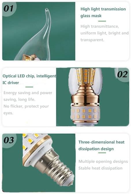 Lot De 2 Ampoules LED E14 À Petite Vis 8 W, Lumière Chaude 3000 K, 800 LM, Non Dimmable, Ampoule De Lustre Moderne De Luxe en Forme De Flamme, Petite Lampe À Vis Edison S,