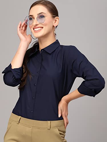 Image of Style Quotient Women Solid Polycotton Regular Formal Shirt