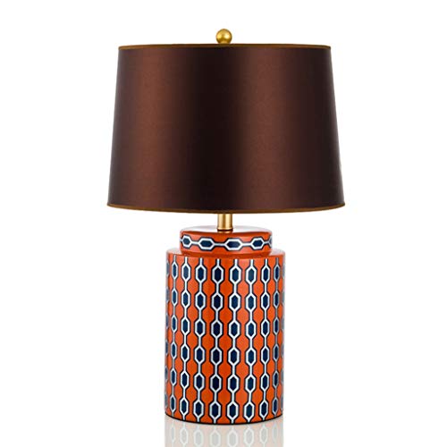 XZGang Étude Lampe de Table, Salon Chambre Éclairage Chambre d'économie d'énergie Protection des Yeux Lampe de Bureau Bleu Céramique Orange Lampe de Lecture Maison (Color : Orange, Size : 36 * 62cm)