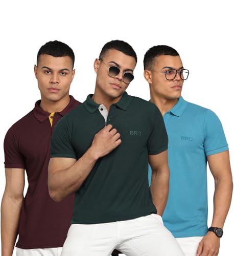 Image of INKKR Men's Soild Collar Neck Half Sleeve Polo T-Shirt Combo