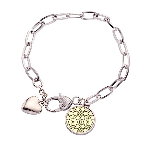 Bracelet à breloques cadeau brocart motif floral et cœur métal M