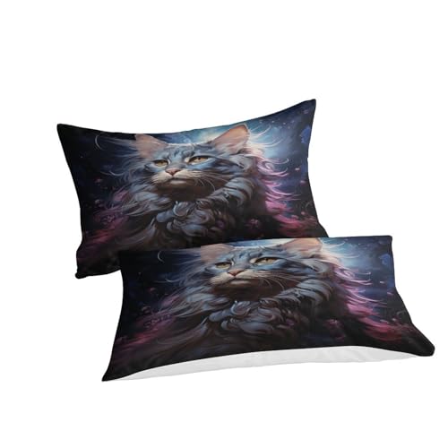 Housse de couette chat 3 pièces en microfibre imprimée pour lit double - 3