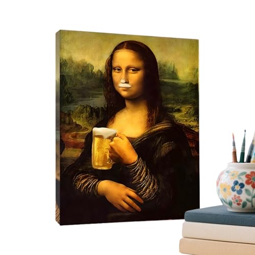 Genérico Póster Mona, Mona Lisa Old Art Painting Print, La Gioconda Lienzo De 30x40cm, Cuadros Decoración Para La Pared, Humor Caprichoso Decoración Del Hogar