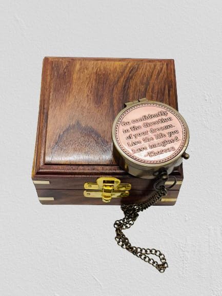Shiny Copper Finish Compass | Antique Collectible Functional Marine Compass with Brown Wooden Box-picture-32