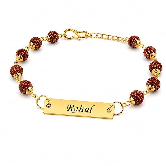 Personalized Rudraksha Rakhi with Name | Customized ID Bracelet Rakhi for Brother with Rudraksha Beads-image-28