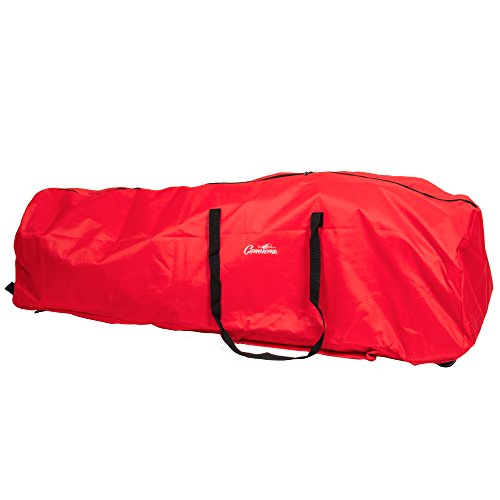 Camerons Christmas Tree Storage Bag - Rolling W Wheels, Fits Up To 7.5 Ft Tall Disassembled Artificial Holiday Trees - Heavy Duty 56" X 22" Storage Container W Durable Handles And Tight Zipper Closure #TOP2