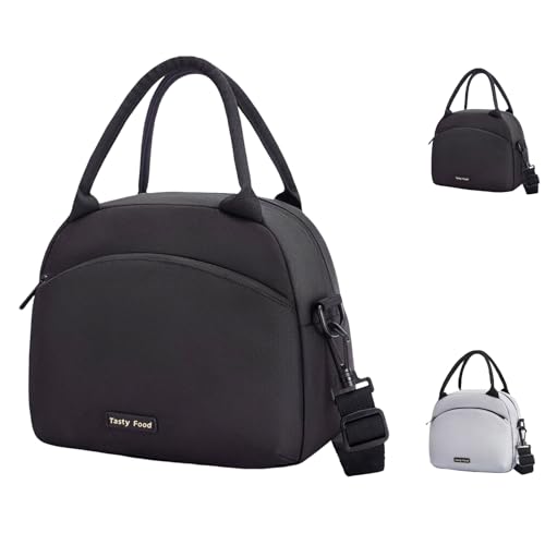 Image of SUOXU Insulated Lunch Bag for Women Men, Leakproof Thermal Cooler Tote Bag with Adjustable Shoulder Strap (Black)