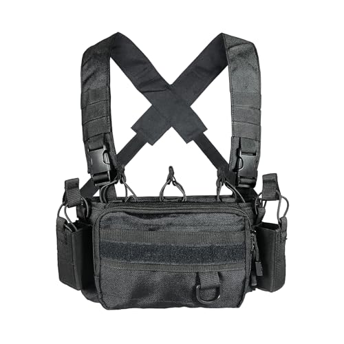 HRTACPAG Tactical Chest Rig with 5.56/9mm Mag Pouch X-Harness Mounted Chest Rig Black