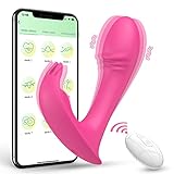 Wearable Panty Vibrator App Remote Control Butterfly Vibrator for G Spot Clit, Realistic Dildo Vibrator Rechargeable Rabbit Vibrator with 9 Vibrating Modes Panties Sex Toys for Women Couples Play,Pink