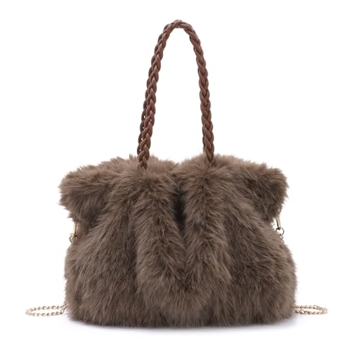 EVEOUT Borsa Tote Peluche per Donne,Elegante Borse a Tracolla Morbido in Pelliccia Sintetica per...