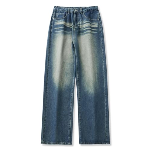 Jeans Pants Trousers Denim Spring Heavy Duty Washed Retro Street Trendy Men's High Loose Straight Down Long