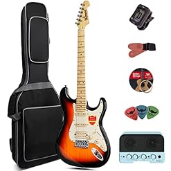 Guitare électrique pour adultes débutants entrée rock costume de guitare professionnel -lecteur de niveau pour hommes et femmes, avec haut-parleur de guitare Bluetooth -D120 (beige)… - Les Beatles, Paul McCartney, John Lennon, RIngo Starr, George Harrison