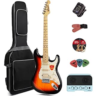 Guitare électrique pour adultes débutants entrée rock costume de guitare professionnel -lecteur de niveau pour hommes et femmes, avec haut-parleur de guitare Bluetooth -D120 (beige)… - Les Beatles, Paul McCartney, John Lennon, RIngo Starr, George Harrison