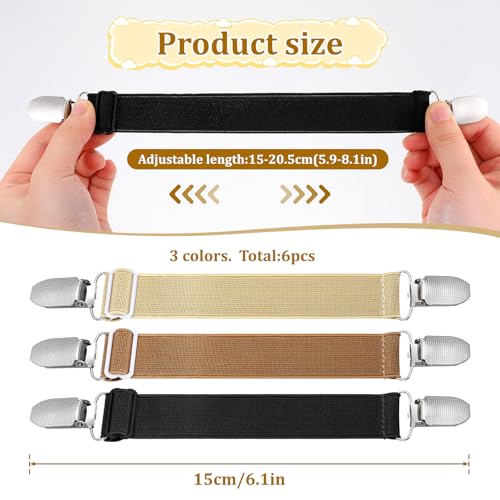 6 Pcs Elastic Cinch Clip, Clothing Cinch Clip Dress Tightener Waist Cincher Clips Belt Clips for Jeans, Pants2